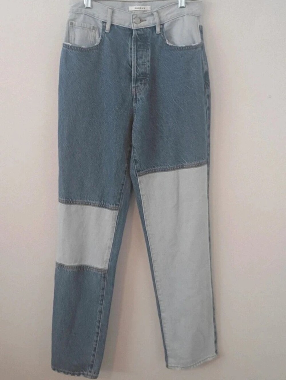 PacSun Dad Jeans Two Tone Patchwork Denim